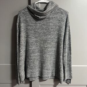 Anthropologie Maeve Women Ribbed Cowl Neck Side Slit Sweater Gray XS Oversized